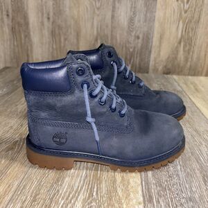 Timberland Waterproof Leather 6" Premium Boots Kids Youth US Size 1Y Blue 3773A